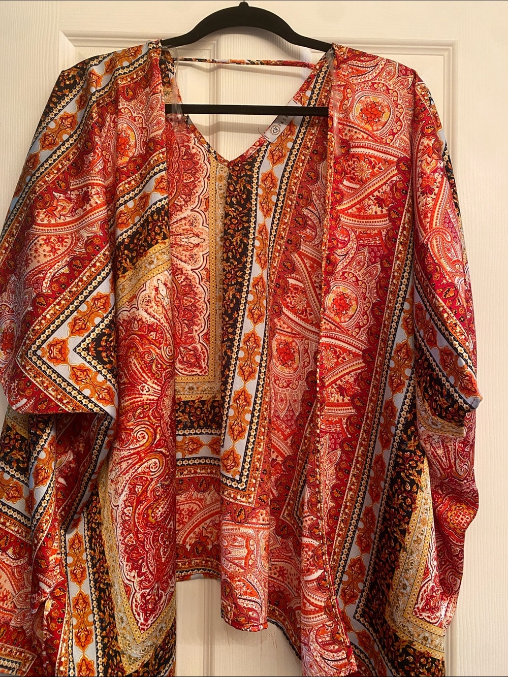 Boho Paisley Rust Red V-Neck Women’s Blouse